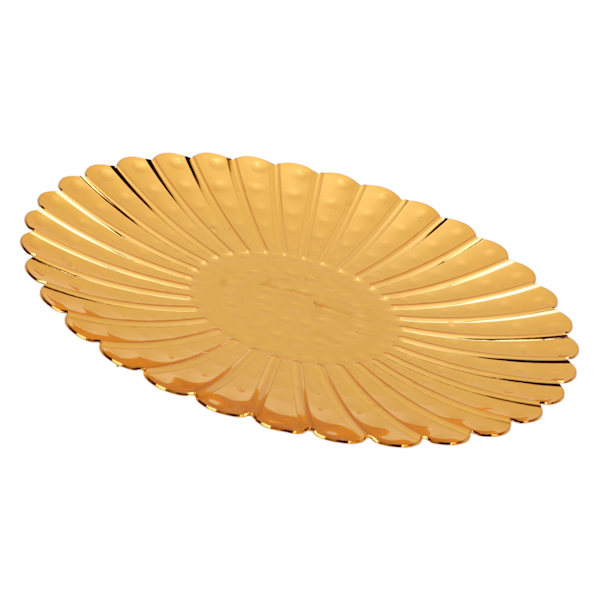 Gyldent frugtfad med chrysanthemum-blonde design, elegant rustfrit slikplade til køkkenborde, skriveborde, lounger, buffeter, barer