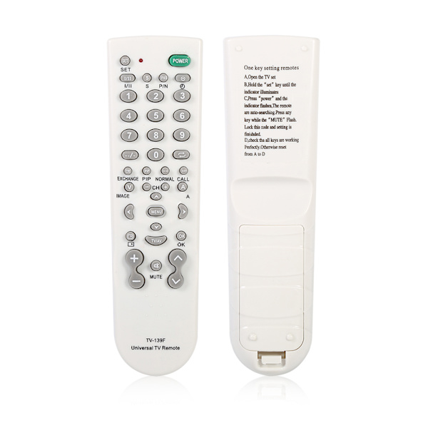 1 stk universell intelligent TV-fjernkontroll enhet TV-139F erstatningskontroller hvit