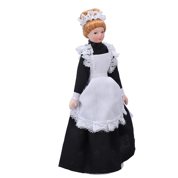 1:12 Dockskåp Piga Docka Hög Simulering Rörlig Handgjord DIY Mini Keramisk Dockmodell för Dockskåpstillbehör