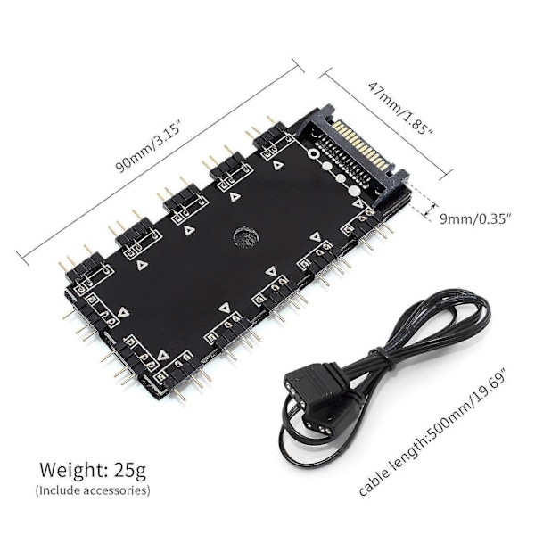 LED Splitter 12-port Hub med 5V 3-pin Förlängningssladd, Perfekt För Mycket RGB