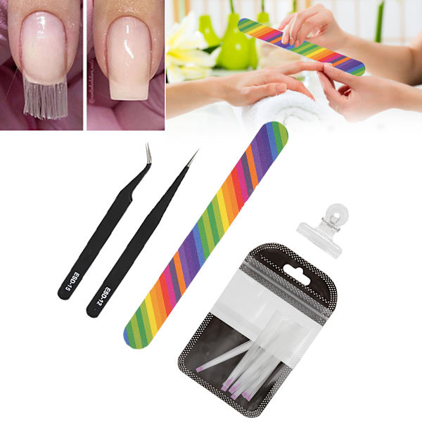 5 st Nagelförlängning Glasfiber Formning Clip Nagelfil Pincett Manikyr Verktyg Set