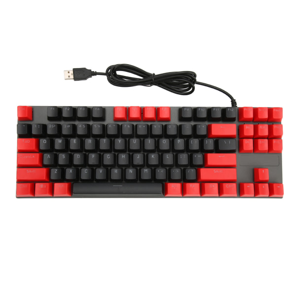 Mekanisk tastatur 87 taster Blå Switch RGB Baggrundsbelyst Kontrastfarve Ergonomisk Kablet tastatur til Laptop Desktop PC Kablet Sort Rød