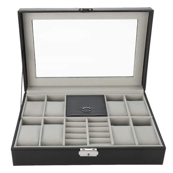 8 rum PU læder ur opbevaringsetui smykke displayboks holder organizer
