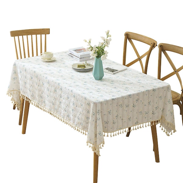1 stk Rektangulært Bordduk Søt Støvtett Bomullsduk for Kjøkken Spisestue Buffet Dekorasjon (140x180cm)