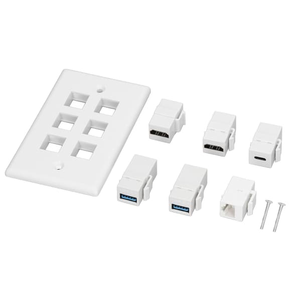 6-portars väggplatta 2xHD Multimedia Interface 2xUSB3.0 1xType C 1xCat6 Ethernet-väggplatta för TV-projektor Dator