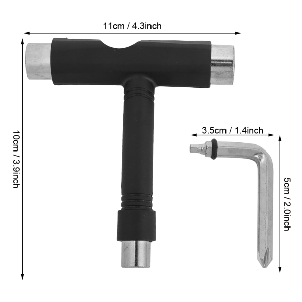Slitstark Skateboard T-formnyckel & L-formnyckel Bärbar skruvmejselverktygsenhet