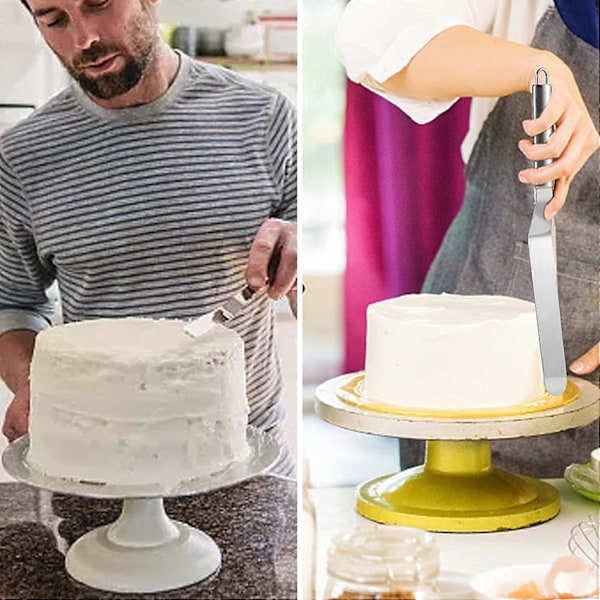 Vinklad Konditorspatel, Rostfri Palettspatel, Dekorativ Spatel för Glasering av Tårtor, Cupcakes och Bakverk, Set om 3