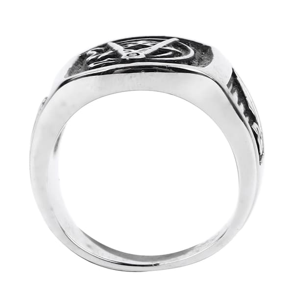 Gravert ring i rustfritt stål, antioksidant, moteriktig, antikk, utsøkt, elegant ring for daglig bruk, hvit, størrelse 8