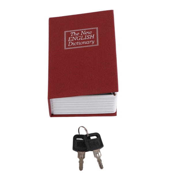 Mini Safe Box Simuleringsbok Sikkerhet Penge Smykkeskrin med låsnøkler for Home OfficeRed