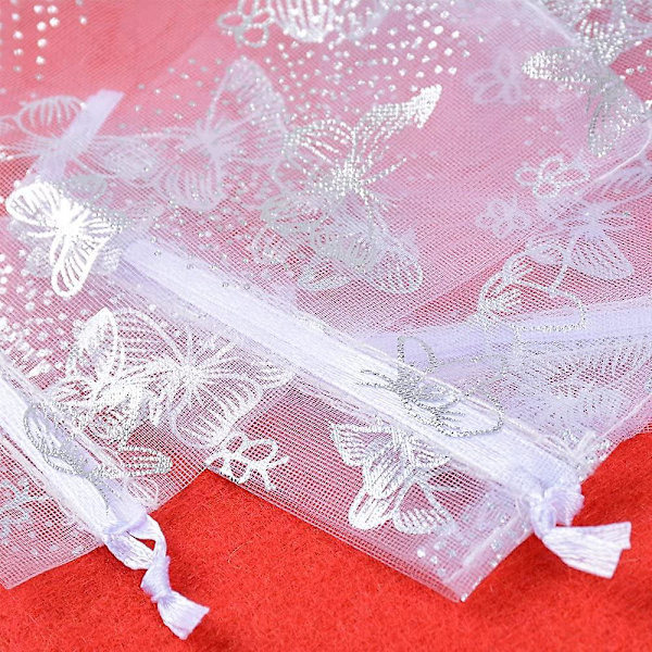 100 kpl Hääsuosikkilahja Organza Perhoskuvio Pussit Pusseja Vieraille