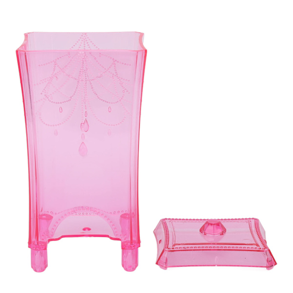 Bomuld Pad Holder Opbevaringsboks Beholder bundåbning med låg til badeværelseshjem Pink