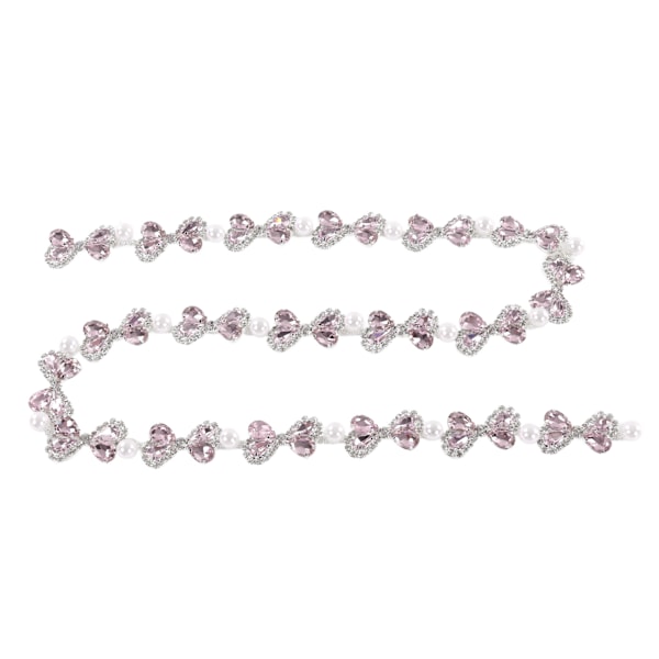 Rhinestone Trim 1 Yard Bue Form Perle Indlagt Skinnende Smukke Rhinestone Strimmel til DIY Tøj Halskæder Pink