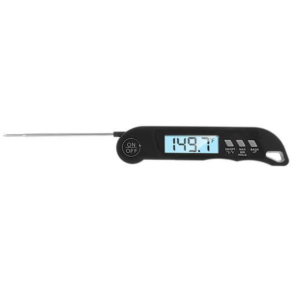 Sammenleggbart alarmtermometer Elektronisk grilltermometer Mattemperaturmåler MeterSvart