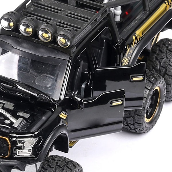 1/28 F150 Bilmodell Legering Barn Bil Leke med Simulert Lyd og Lys Off Road for Barn Blankt Svart