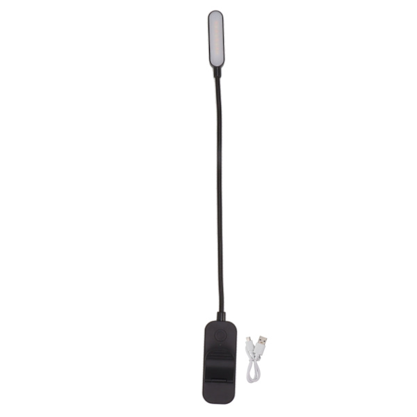 Boklampa USB Uppladdningsbar Blockerande Läsning Clip On Lamp 3 Ljusstyrka Steglös Dimning 8 LED Ögonvård Sömn Hjälp Svart