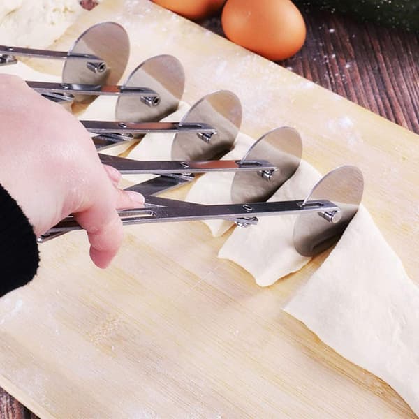 3-hjul/5-hjul deigkutter pizzakutter rustfritt stål utvidbar pizzarive multi rund deigkniv bakekutter rulle deigdeler