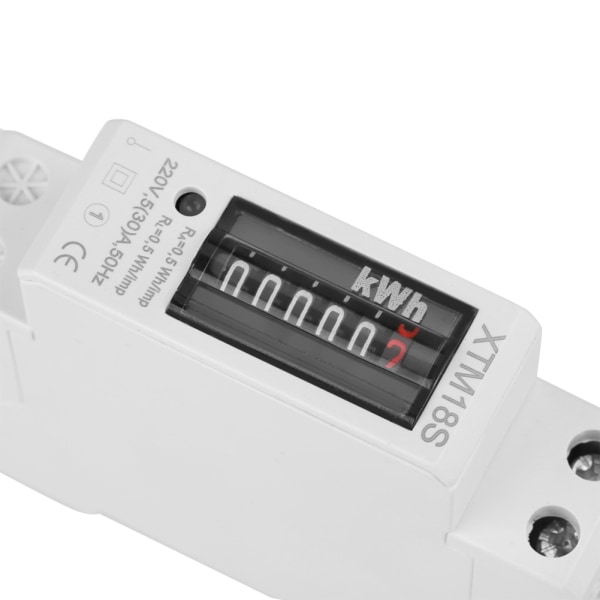 220V 5(30)A Digital 1 Fase 2 Leder 1P Rail Meter Elektronisk Kwh Meter-Hvit-1 Stk