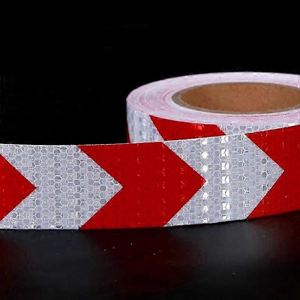 25Mx5cm Reflextejp, Reflex Säkerhetstejp för Pilorientering, Varningsskylt, Hög Synlighet, Hög Intensitet, Pil i Rött och Vitt_SZ