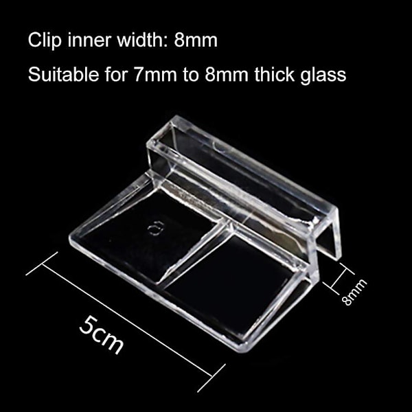 6 stk. 8mm Akryl Akvarium Dækclips Akvarium Fiskekum Glas Dækclips Støtteholder Klar Universal Lågclips til Rammeløse Akvarier