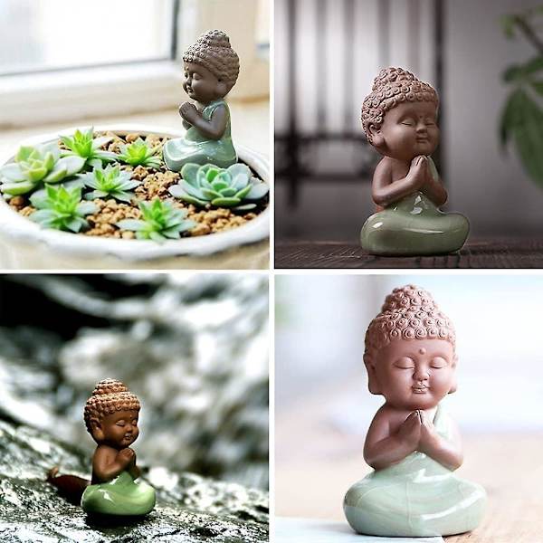 Söt keramisk Baby Buddha munkfigur - Fredlig Zen-dekor för hemmet