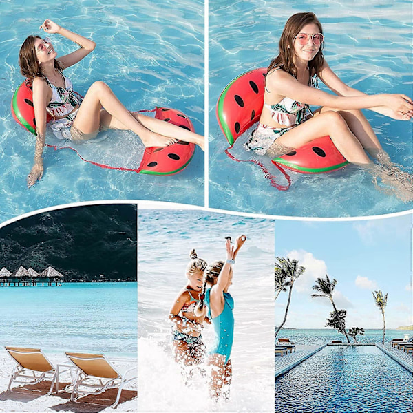 Uppblåsbar Pool Float, Vattenhängmatta, 4 i 1 Flytande Uppblåsbar Poolhängmatta (Sadel, Solstol, Hängmatta och Jolle), Portabel Pool Float (Vattenmelon)