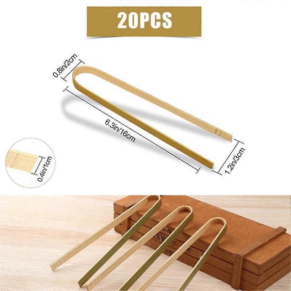 20 stk. Tre Bambus Tang Matlagingsredskaper Mini Bambus Tang Naturlig Toast Tang kompatibel med Matlaging