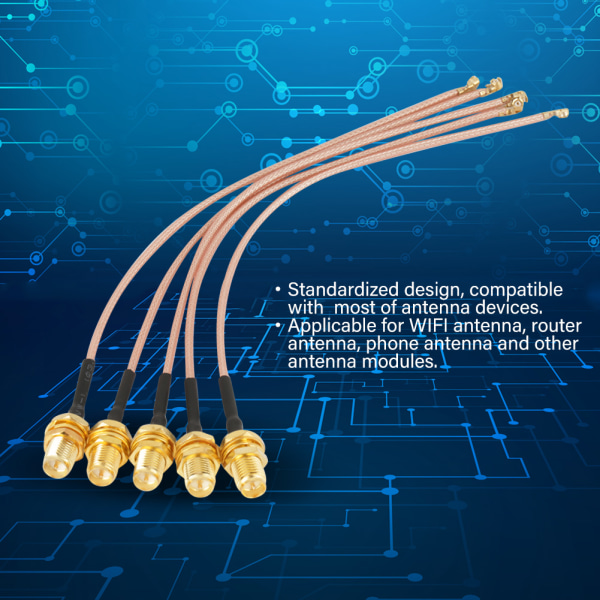 5 stk RPSMA hun til U.Fl IPX/IPEX RF antenne koaksial koaksial kabelstik 50Ω 15cm