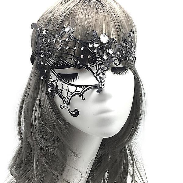 Glittrande Rhinestone Maskeradmask för Kvinnor - Elegant Metallmask för Fest, Bal och Maskerad