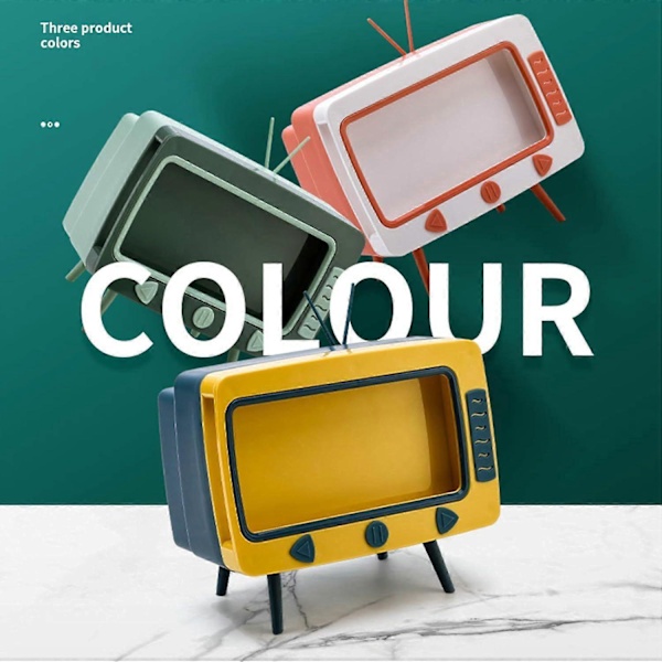 Pyyhepaperilaatikon pidike puhelinpidikkeellä, Retro TV -puhelinpidike, Luova Retro TV -muotoinen pyyhepaperin annostelulaatikon pidike (sininen)
