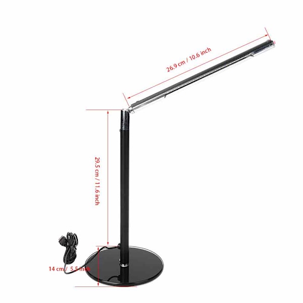 DC5V 4.5W USB-laddningsbar LED-bordslampa Fällbar skrivbordslampa för sovrumsläsning Svart