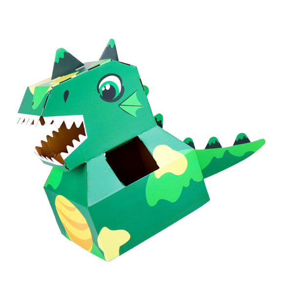 Paper Dinosaur Head Costumes Toy DIY Wearable Interactive Cardboard Dinosaur Head Costumes for Children Emerald Green