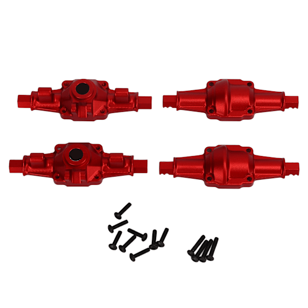 RC Front Rear Axle Housing Set Aluminiumlegering RC Axle Shell Upgrade Parts for FCX24 1/24 Crawler 6.2cm Rød
