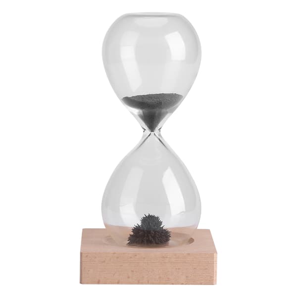 Magnetisk Sandtimer Timeglass Leketøy Hjemmekontor Skrivebordsdekorasjon Display med Trebase