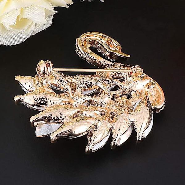 Svanformad Kristall Rhinestone Brosch Nål - Trendig Emalj Legering Corsage, Perfekt Smycke Present till Kvinnor