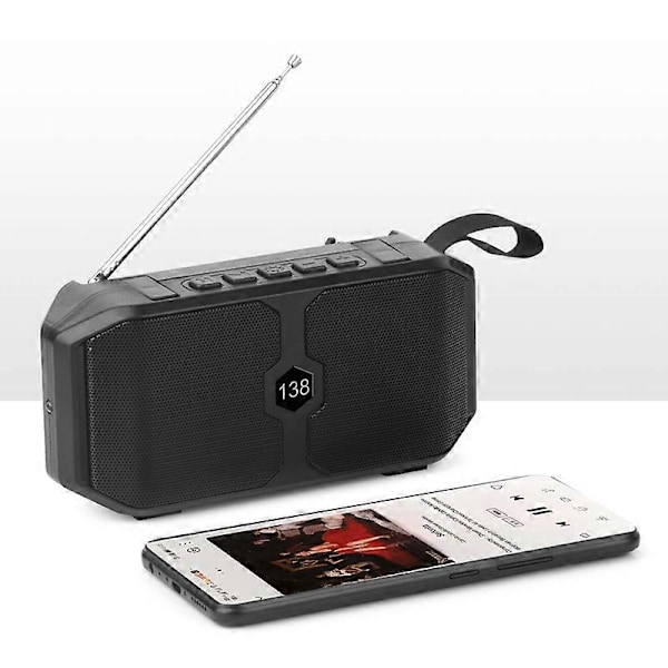 Bluetooth-högtalare, Portabla Trådlösa Högtalare Solcellsladdning, FM-radio Automatisk Stationssökning, Trådlös Stereoparning, Bluetooth 5.0 Högtalare, för H