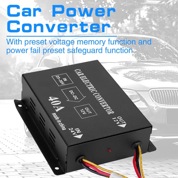 Bil Lastebil 40A 480W DC 24V til 12V Strømomformer Elektrisk Spenningsreduserende Nedtrappingstransformator
