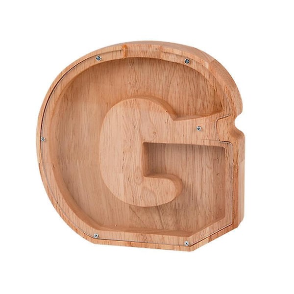 Wooden Alphabet Bank for Kids and Adults - Personalized Custom Name Initial - Clear Unbreakable Transparent Wood Money Box