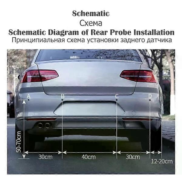 Multi-Radar Parking Sensor Kit, Backlit Parktronic LED Display, Backup Monitor System, Detector Assistant 4/6/8 Radar Sensor