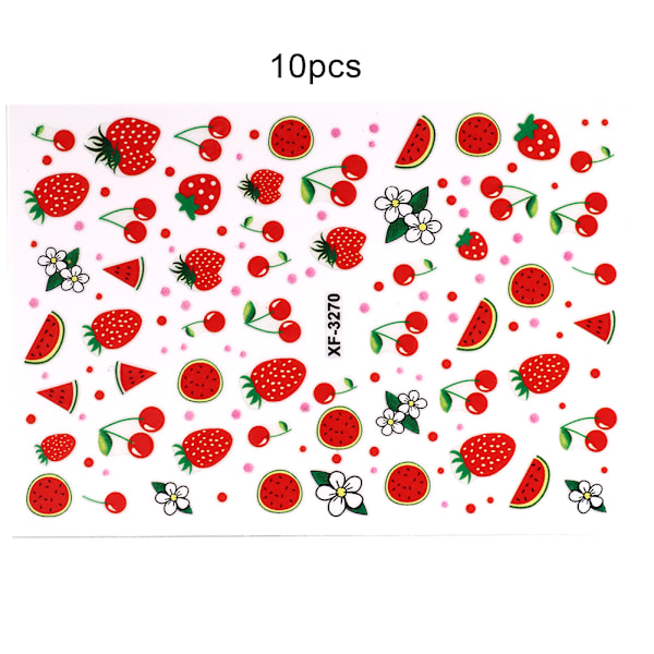 10 st 3D nail art dekoration självhäftande DIY manikyrdekor för nagelsalongshem (XF3270)
