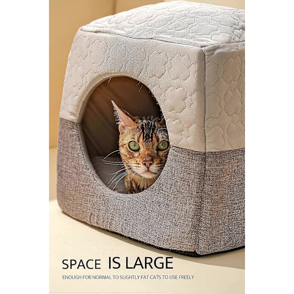 Kattgrotta Säng för Innekatter upp till 7kg, 37x33x30cm 3 i 1 Varm Grotta Katthus