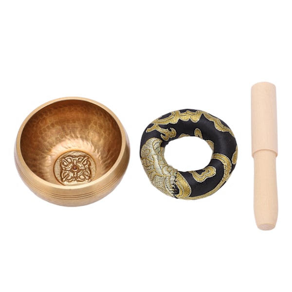 Sångskål Hand hamrande platt botten Lugn känsla Fridfull röst 8 cm kaliber Meditations Yogaskål för avkoppling