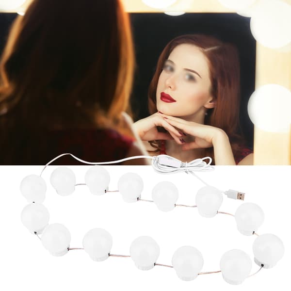 LED Pære Spejl Lys Vanity USB Touch Switch Spejllampe Sæt Linse Forlygte Pærer Sæt 14 Pærer