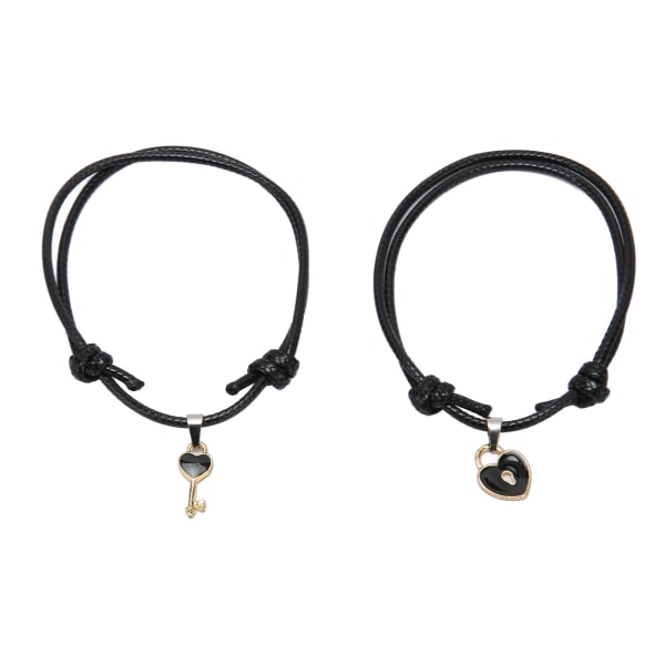 10 stk Hjerteform armbånd Nylon reb Længde Justerbar Let Match Stilfuldt Armbånd Smykker til Par Kvinder Mænd Gave Sort