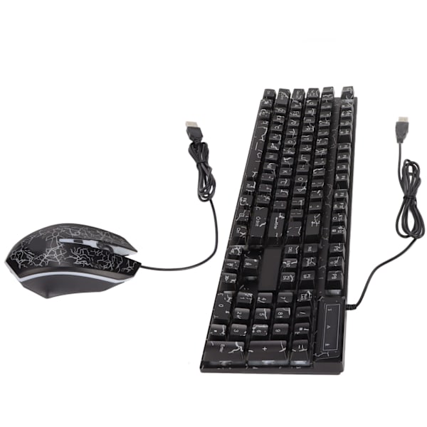 USB Tangentbord Mus Combo Bra motståndskraft Spricka Färgglad bakgrundsbelysning 104 nycklar Tydliga tecken Gaming Tangentbord Mus Combo