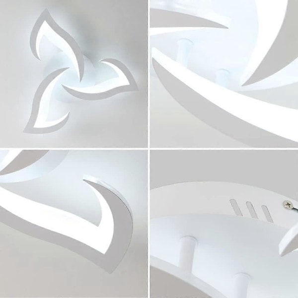 Moderne akryl bladformet 36W LED taklampe med 3 petalformede lamper, 6500K kaldhvit, egnet for soverom, stue.