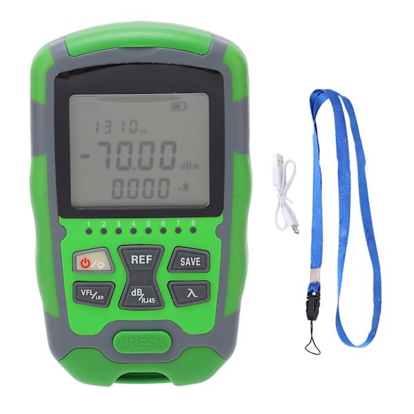 Mini optisk power Rött ljus Fiberoptisk kabel Power Tester med USB laddningskabel 15MW