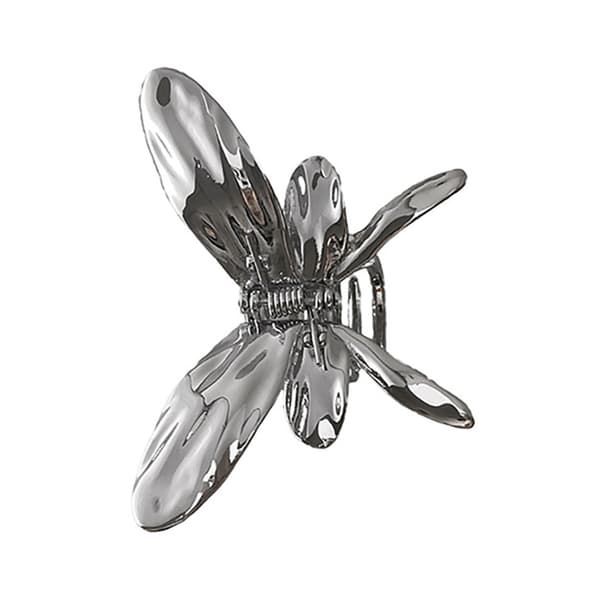 Hårklemmer i legering, sommerfugleformede, holder fast, forhindrer glidning, hårstylingklemmer til kvinder, sølv