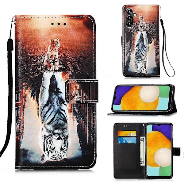 För Samsung Galaxy A54 5g PU Läder Plånbok Ställ Telefonfodral Fullständig Täckning Inre TPU-skydd Zekai CatandTiger