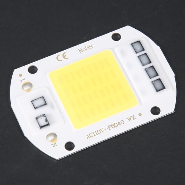 2 stk. AC110V 50W Høykvalitets Integrert LED-chip Lys Kilde COB-brikker 6x4cm Hvit
