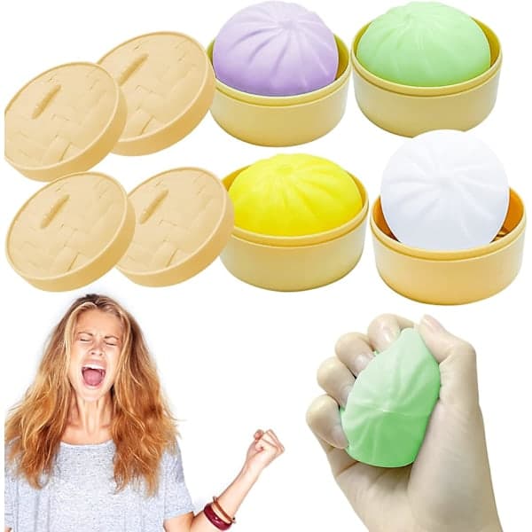 4-pack Mini Dumpling Squishy, Dumpling Stressboll Fidget Toy Ångad Fylld Bulle Klämbar Stressavlastningsleksak, Degbollar Squishy Dumpling Fidget